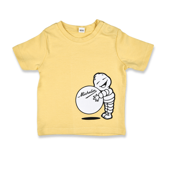 tee shirt bébé Bibendum et sa balle jaune - habillement 